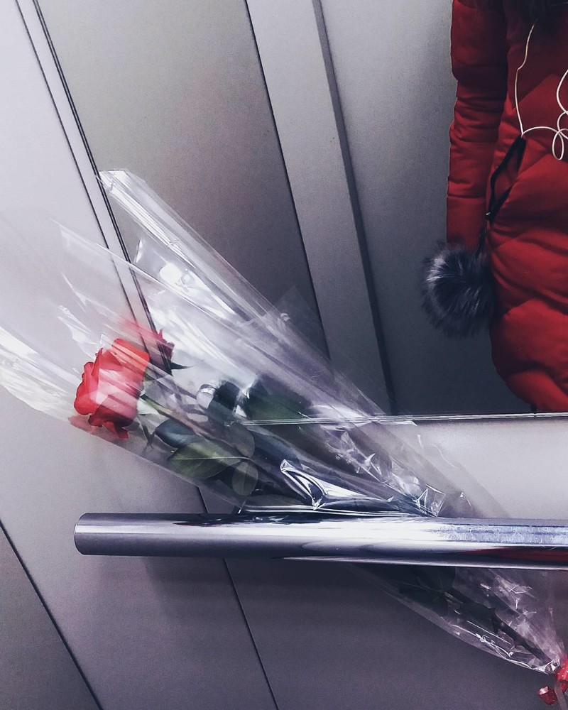 8. Свидание явно не удалось и роза осталась в лифте одна 