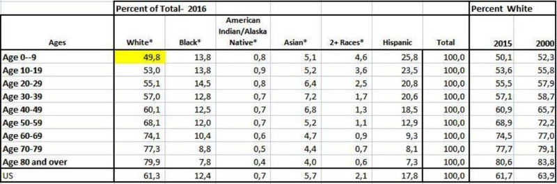 США: Впервые белые стали меньшинством в возрастной группе до 10 лет