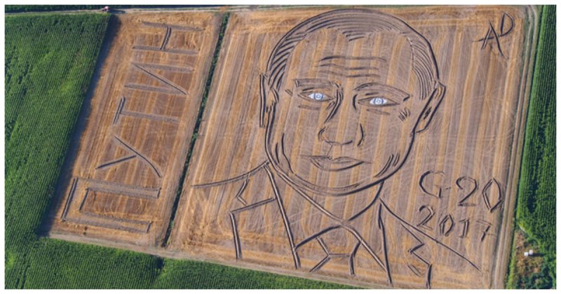 Итальянский фермер с помощью трактора нарисовал 135-метровый портрет Путина 