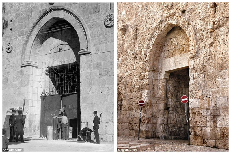 Сионские ворота (слева - 1938 г.)