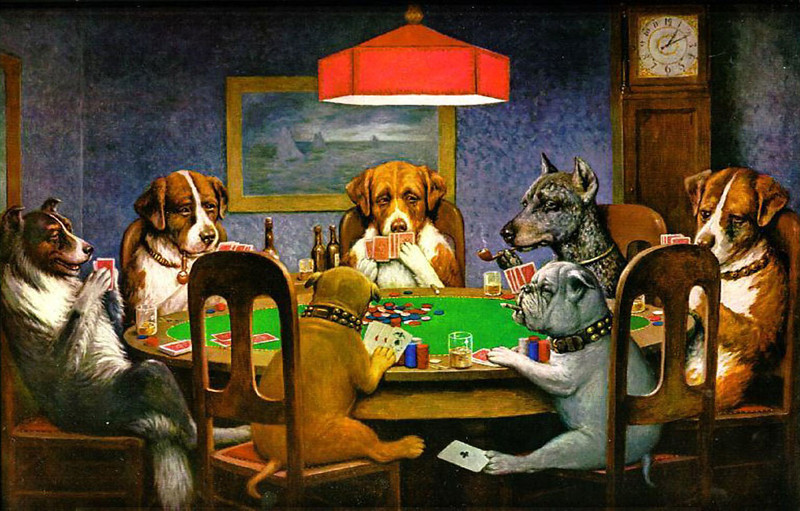Вскоре после Гогена, одной из самых известных коллекций картин, на которых были написаны собаки, стала - Dogs Playing Poker