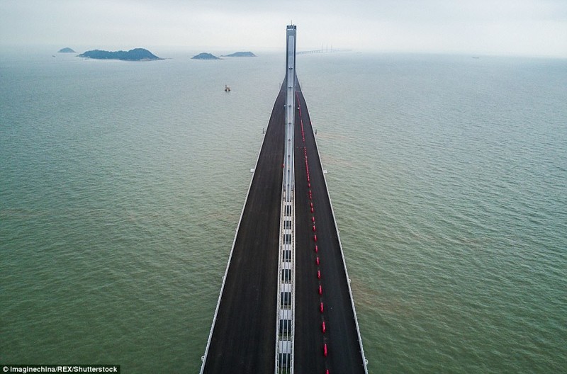 Вид с воздуха на самый длинный мост в мире
