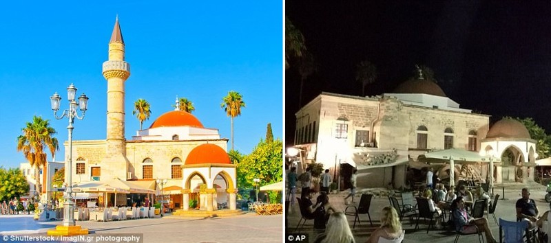 Одна из главных достопримечательностей Коса, мечеть Дефтердар, до и после стихии 