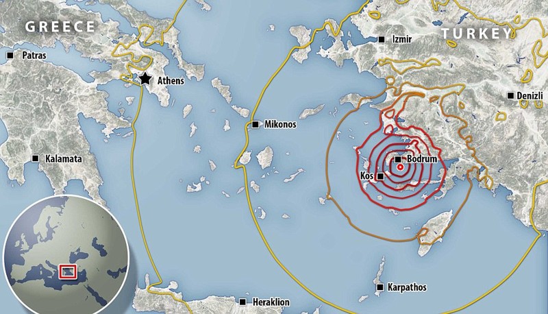 Землетрясение у побережья Турции и Греции произошло 21 июля в 1:31 по местному времени