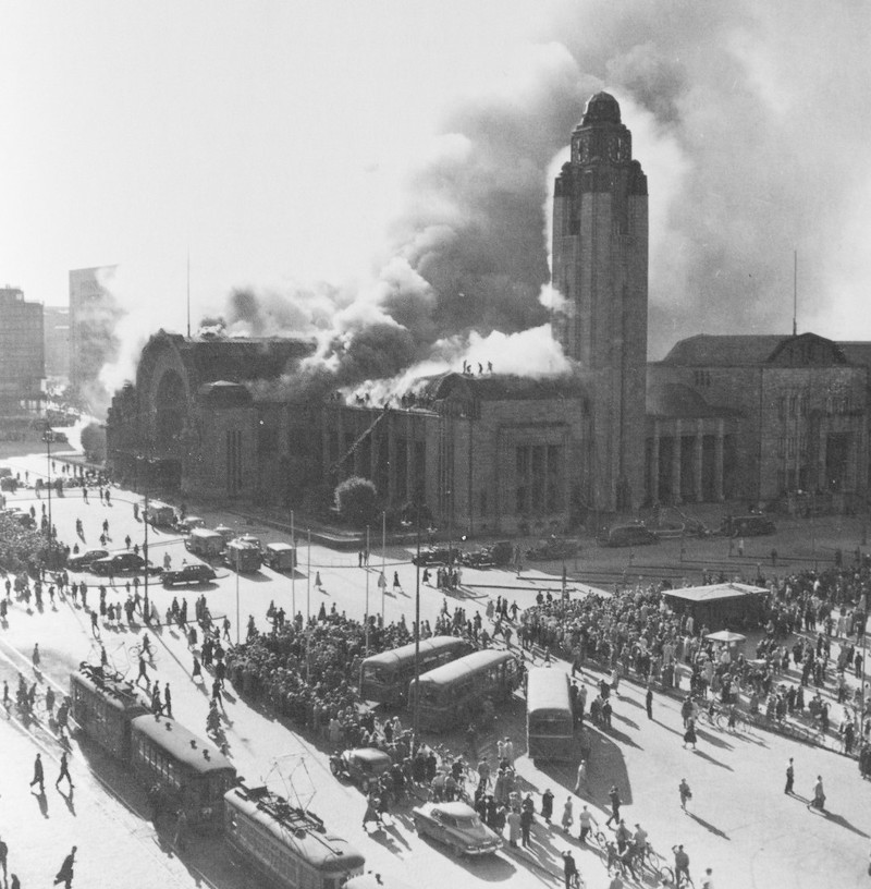 Пожар на станции Хельсинки. 1950 год.