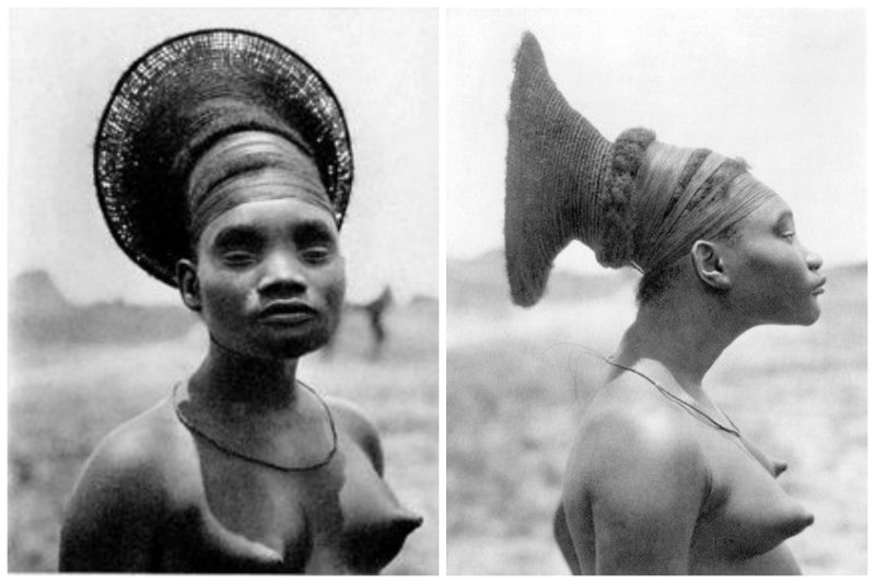 Конго - мир чудесных женщин. Удлинение черепа для красоты достигалось путем перематывания головы бинтами, с самого рождения.