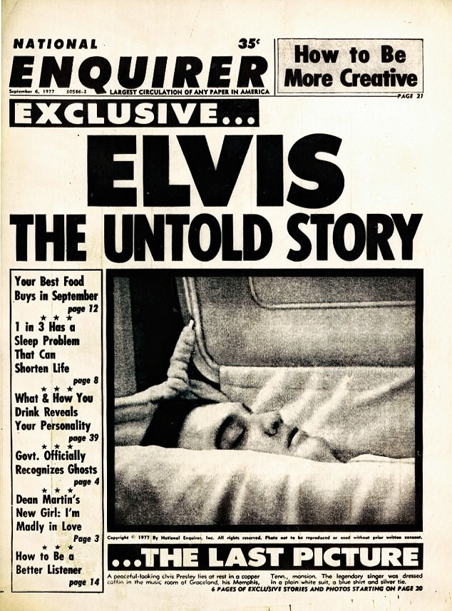 Последний снимок, опубликованный в газете National Enquirer 6 сентября 1977 года под сообщением о смерти Элвиса