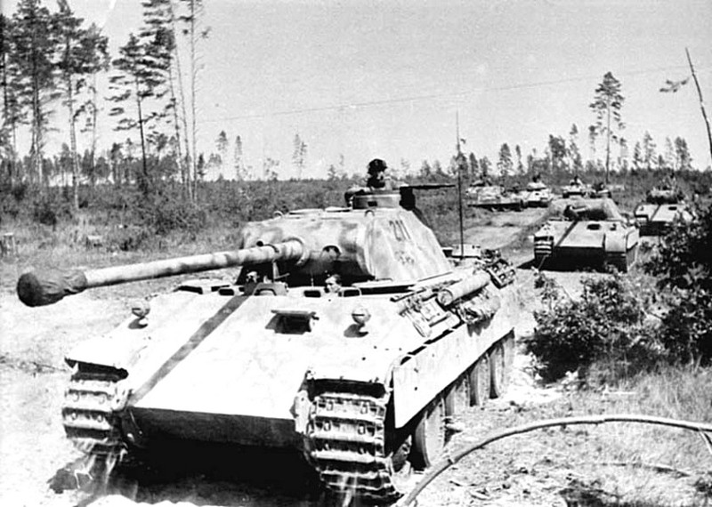 Немецкие танки PzKpfw V «Пантера» в районе Орла.