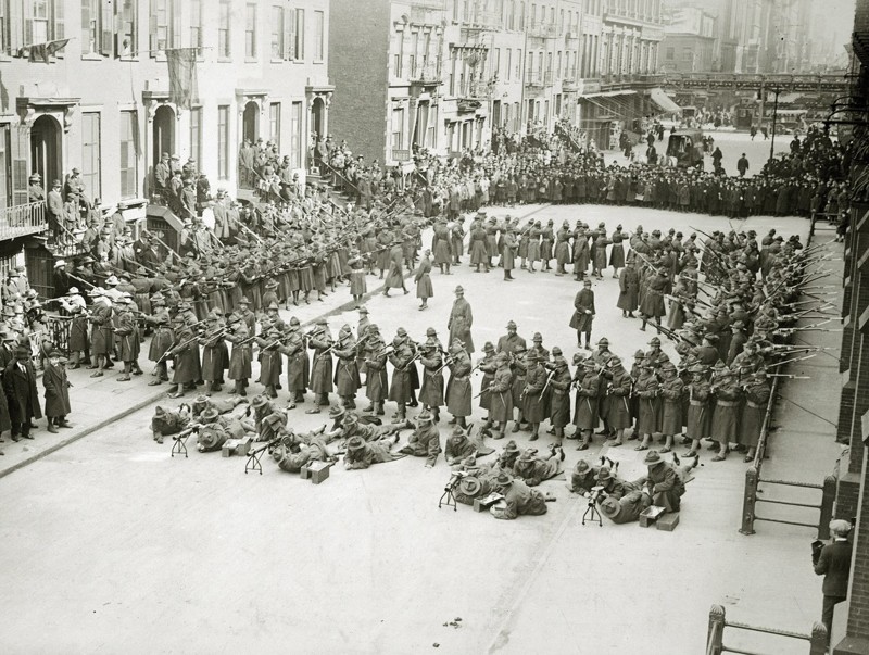 Учения армейского подразделения. Нью-Йорк, США, 1918 год.