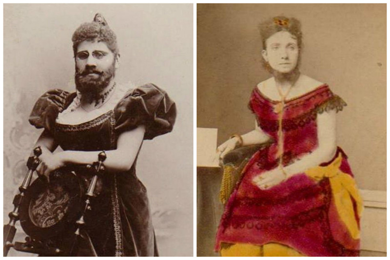 Портреты неизвестных бородатых женщин, около 1870 года