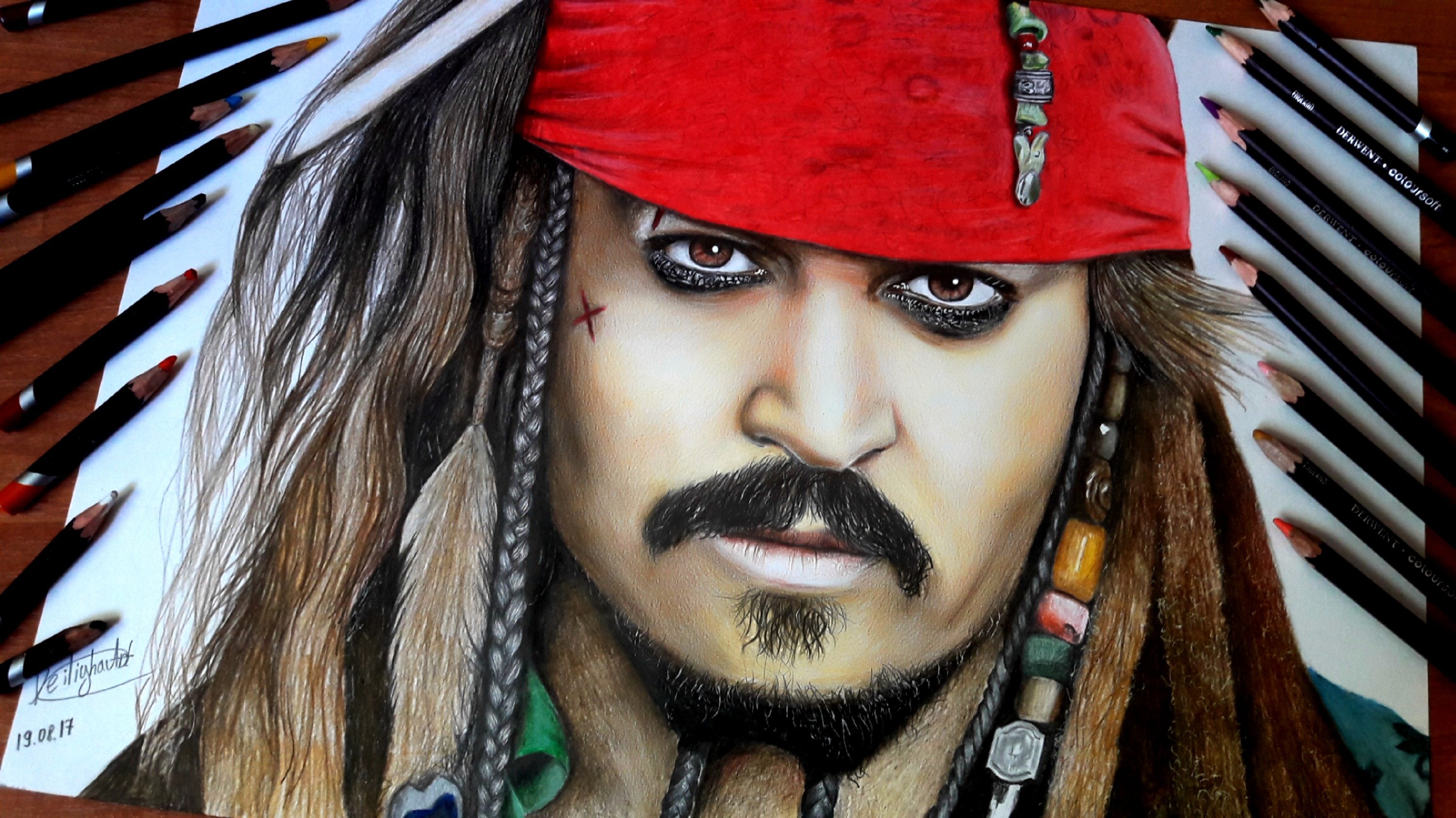 Пираты Карибского моря Джонни Депп Капитан Воробей рисунок