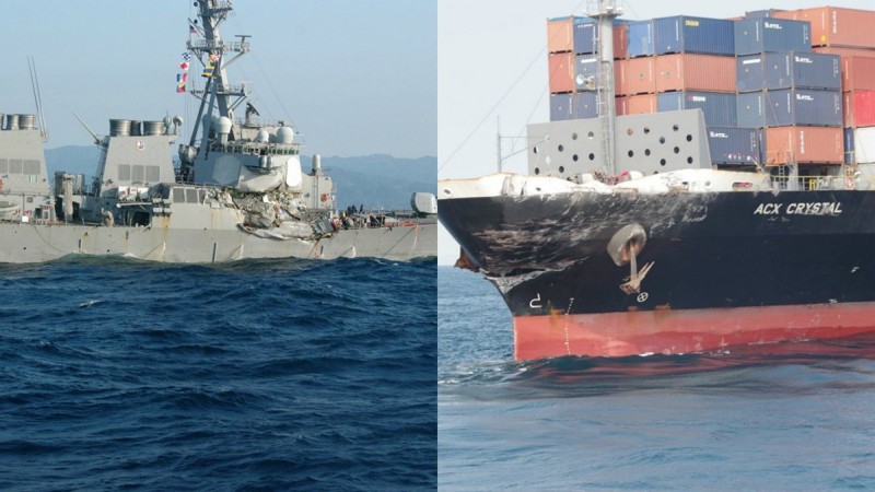 Столкновение эсминца США с контейнеровозом