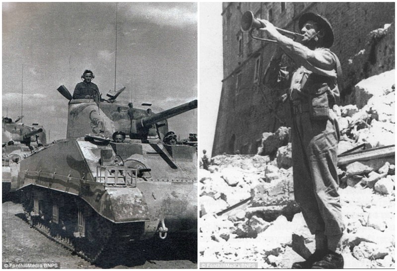 Объявление победы: счастливые польские солдаты выглядывают из танка