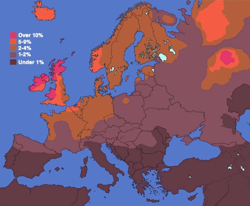  4.      Рыжеволосые люди в Европе