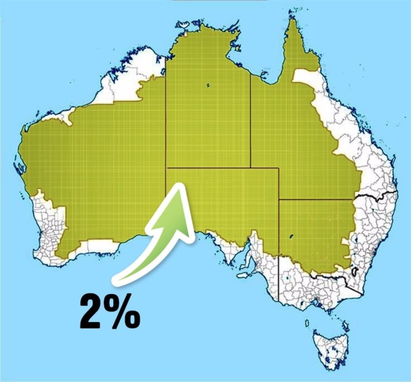 7.      2% населения Австралии на карте
