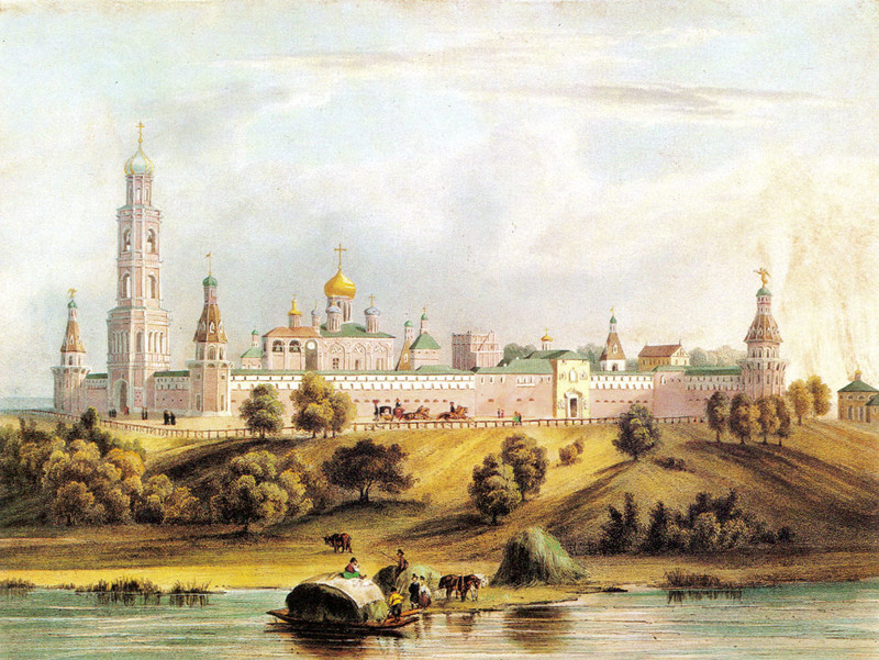 Симонов монастырь. На фото: Симонов монастырь, картина XIX века.