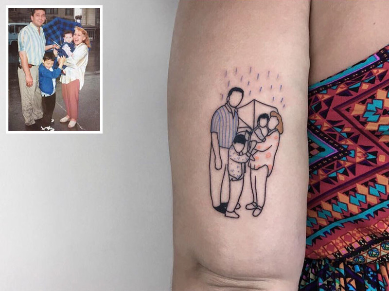 Тату-мастер превращает фото из детства в красивые татуировки