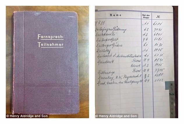 На обложке написано Fernsprech-Teilnehmer, что в переводе означает "телефонные подписчики". Внутри - имена людей и их телефоны