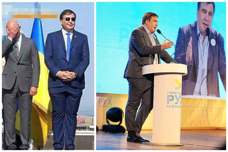 Знаменитые брюки Саакашвили - то задом наперед лезут, то в носки заправляются