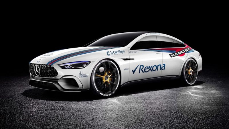 Еще один концепт, который, кажется, был спроектирован конкретно под расцветку гоночной команды Williams. Только посмотрите, как гармонично легли полоски Martini на AMG GT Concept.