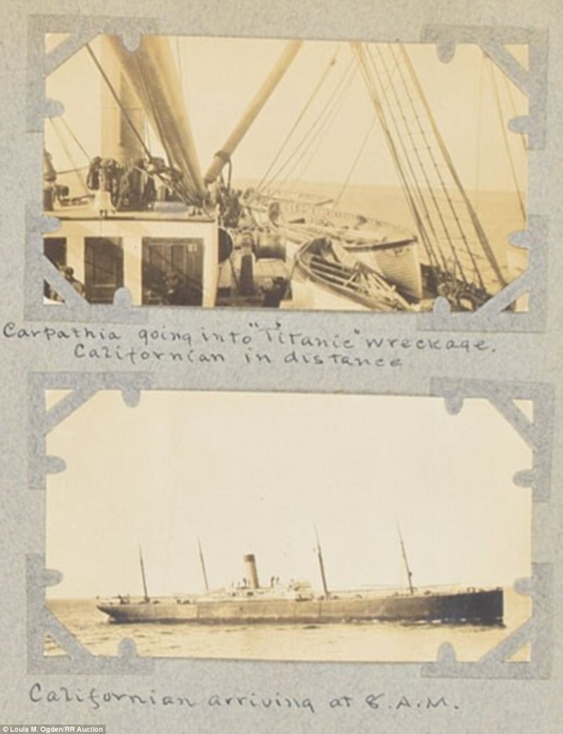 Внизу: судно "Калифорния", прибывшее утром, когда "Титаник" уже полностью затонул, а выжившие были спасены.