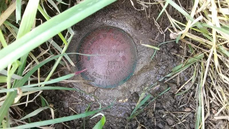 14. Диск, спрятанный в траве и грязи, маркирует северо-западный угол Техаса