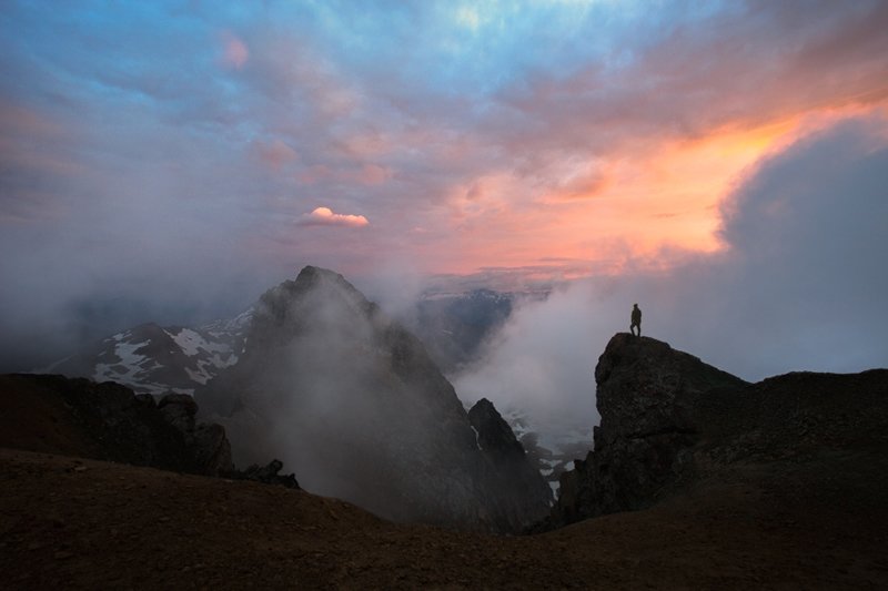 Фотограф на вершине Мон Табор (3 178 м), Франция