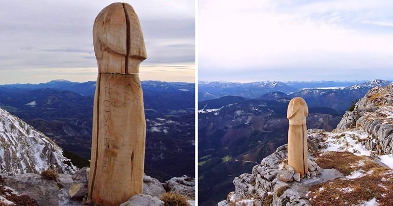 Гигантский и таинственный деревянный пенис, возведенный на австрийской горе