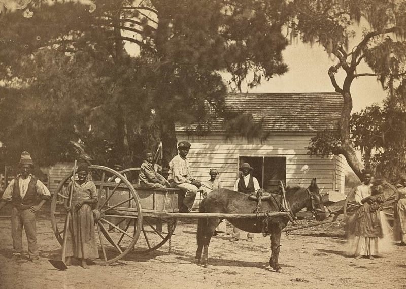 Подневольные на плантации Кассина-Пойнт на острове Эдисто, Южная Каролина, 1862 год 