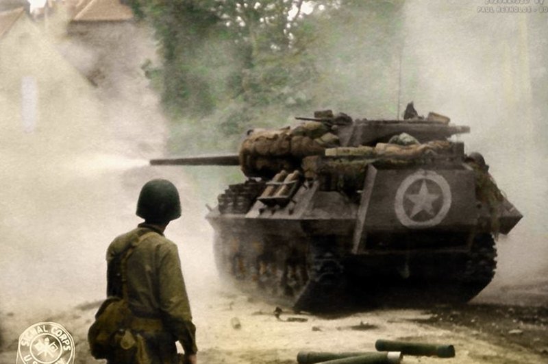 M10 в битве при Сен-Ло, июнь 1944 года