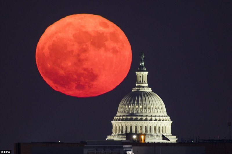 Луна над Капитолием. Вашингтон, США