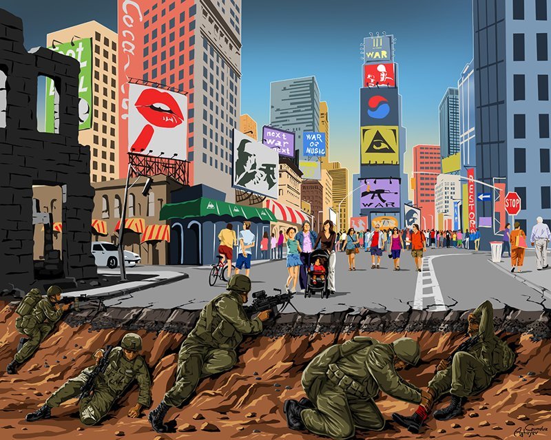 Сильные иллюстрации о проблемах современного общества от Гюндуза Агаева