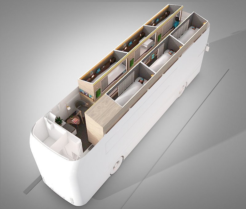 В Великобритании планируют запустить люксовые двухэтажные автобусы с капсулами для сна