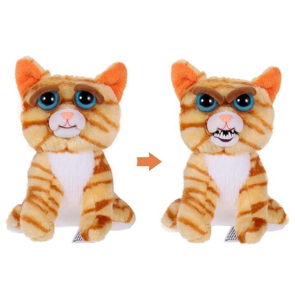Игрушки меняются. Кот меняющий настроение игрушка. Игрушка кот меняющий лица. Feisty Pets,кошка рыжая, 11 см, с карабином fp002m. Игрушка у которой меняется настроение.