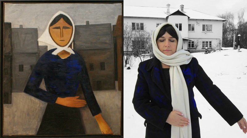 Анна Терехова решила воссоздать картину А.Древина "Беженка" 