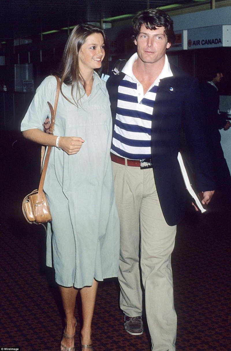 Кристофер Рив с подругой Гай Экстон, август 1975 г.