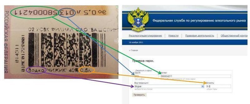 Проверить акцизную марку на алкоголь по номеру на сайте service.fsrar.ru