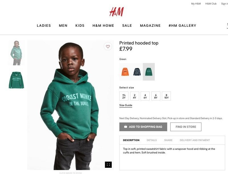 H&M обвинили в расизме из-за детской толстовки