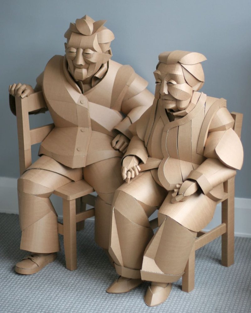 Картонные скульптуры жителей китайской деревни в натуральную величину