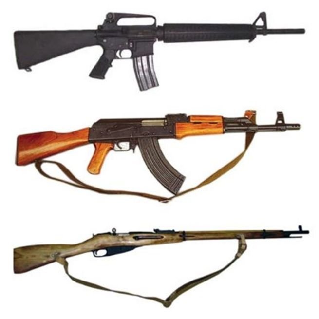 Сравнение винтовки Мосина (трехлинейки), АК-47 и М-16