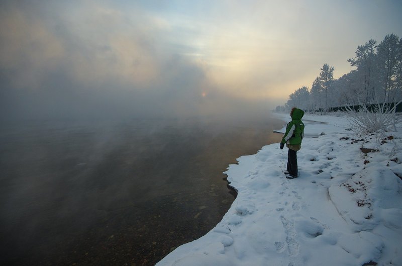 Сибирские морозы. Фотографии с берега Енисея