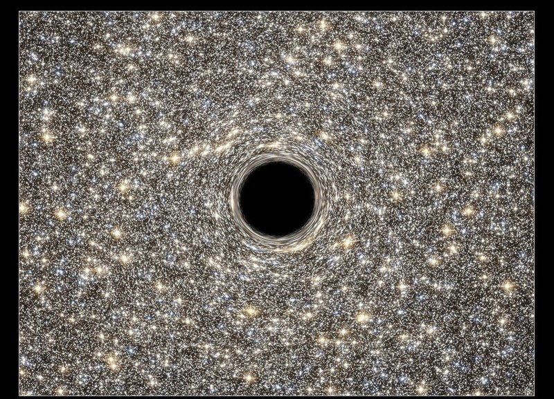 Так художественно можно изобразить черную дыру, найденную  в одной из самых маленьких галактик M60-UCD1