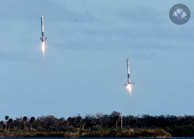 Лучшие фотографии и видеоролики запуска сверхтяжелой ракеты Falcon Heavy