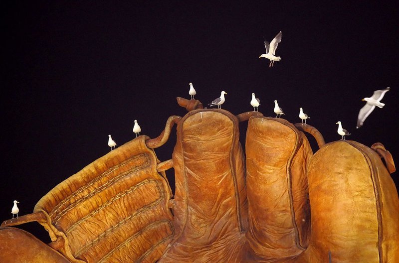 Чайки на гигантской бейсбольной перчатке. Сан-Франциско, США 