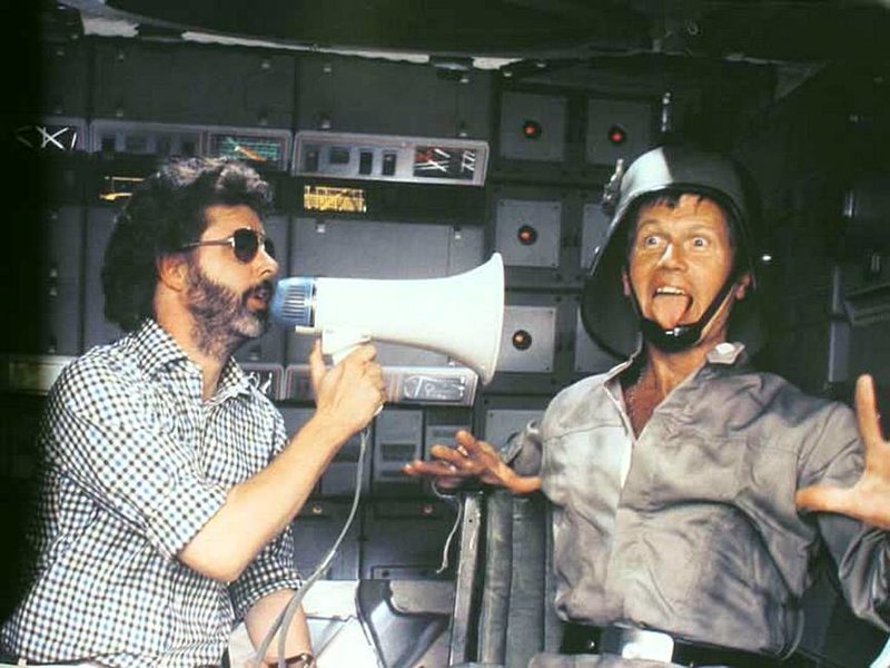 Джордж Лукас и  Ричард Маркванд на съемочной площадке «  Возвращение джедая».