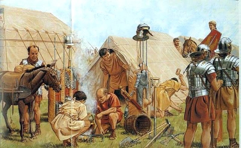 В римском войске солдаты жили в палатках по 10 человек. Во главе каждой палатки был старший, которого называли деканом.