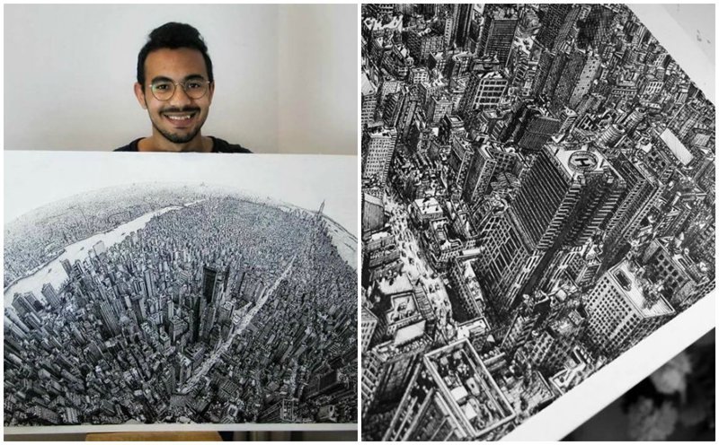 Египетский студент за 10 месяцев нарисовал Нью-Йорк в мельчайших деталях