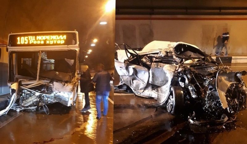 Авария дня. Смертельное столкновение Лексуса с рейсовым автобусом в Сочи