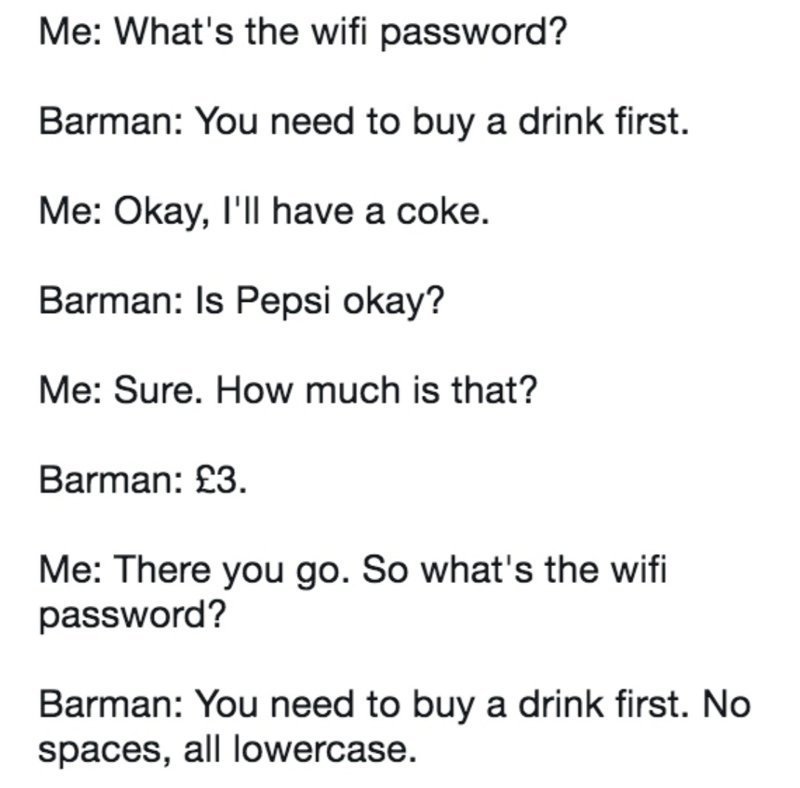 Как узнать пароль вай-фая в баре
