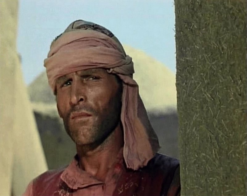 Али - бандит в красной рубахе и с винтовкой крадется по музею и наставляет свой "винтарь" на берегу моря на Сухова (нет в титрах)